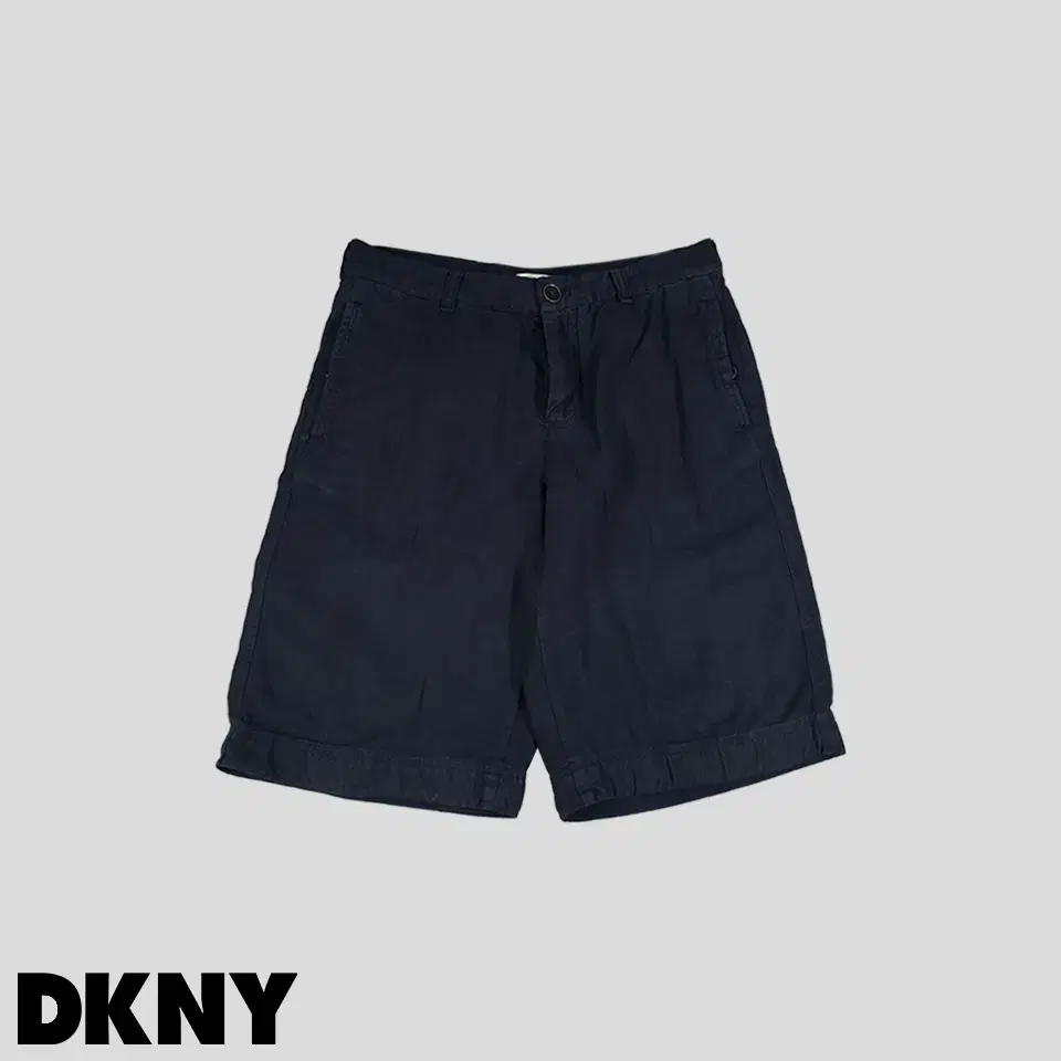 DKNY 디케이엔와이 피그먼트 네이비 린넨100 아메카지 버튼포켓 반바지